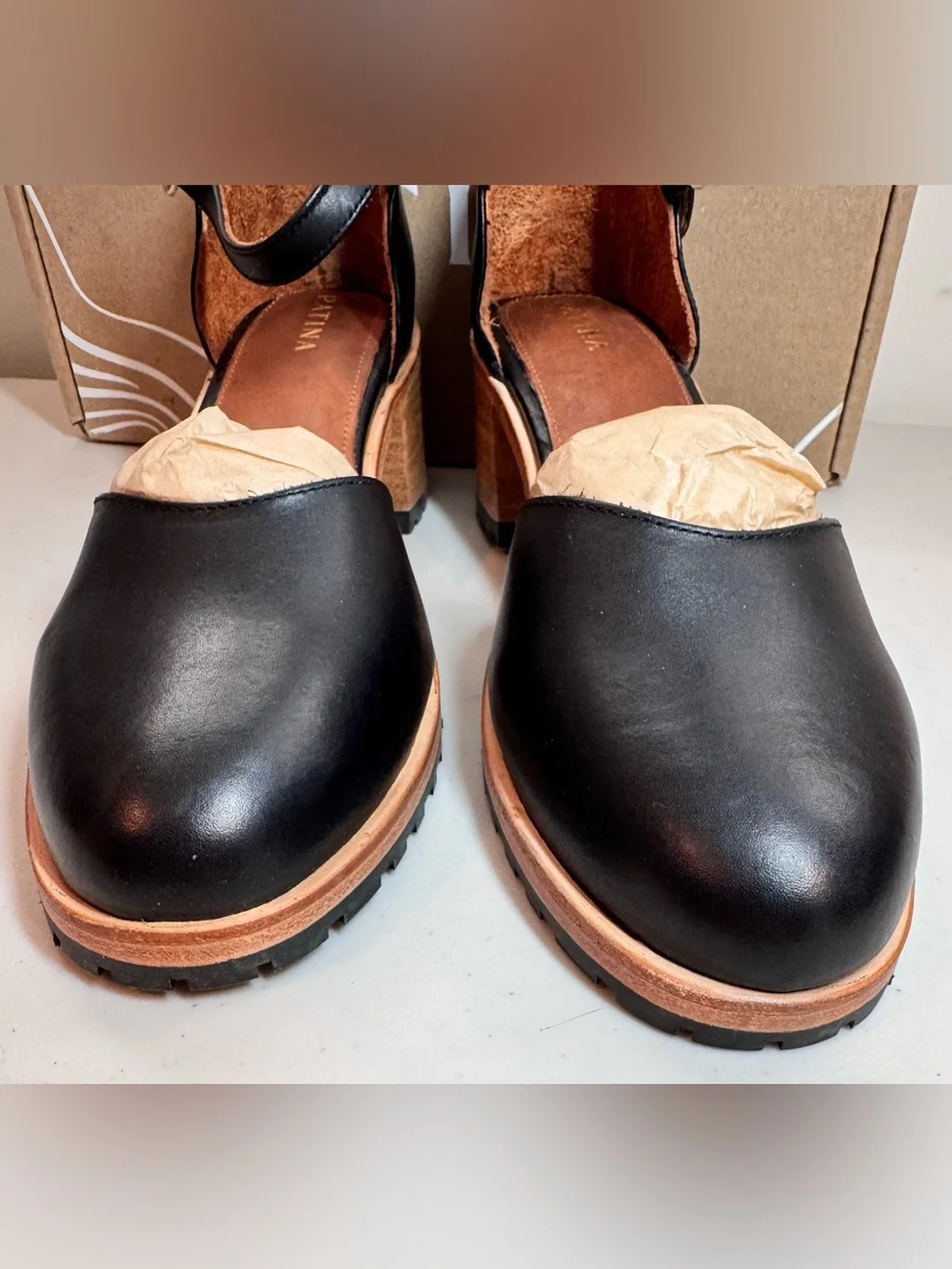 Portland Leather Goods Black Heeled Mary Jane Women’s Shoe—Patina branded
